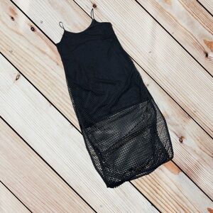 LF Rumor Boutique S black fishnet midi cami dress